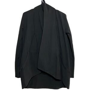 Lucy Drape Front Open Cardigan Sweater Long Sleeve Pockets Solid Black Small